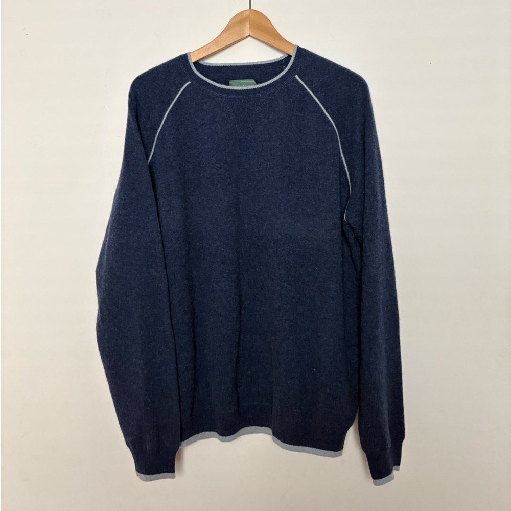 Hammacher Schlemmer Washable Men’s 100% Cashmere Navy Crew Neck Sweater XXL